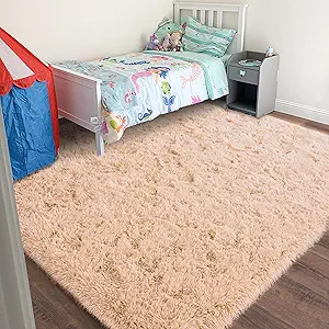 Rugs for Living Room 5x7, Soft Shaggy Modern Shag Area Rug for Bedroom, Upgrade Non-Slip Plush Fluffy Carpet for Kids Boys Girls Room Home Decor Aesthetic, Camel