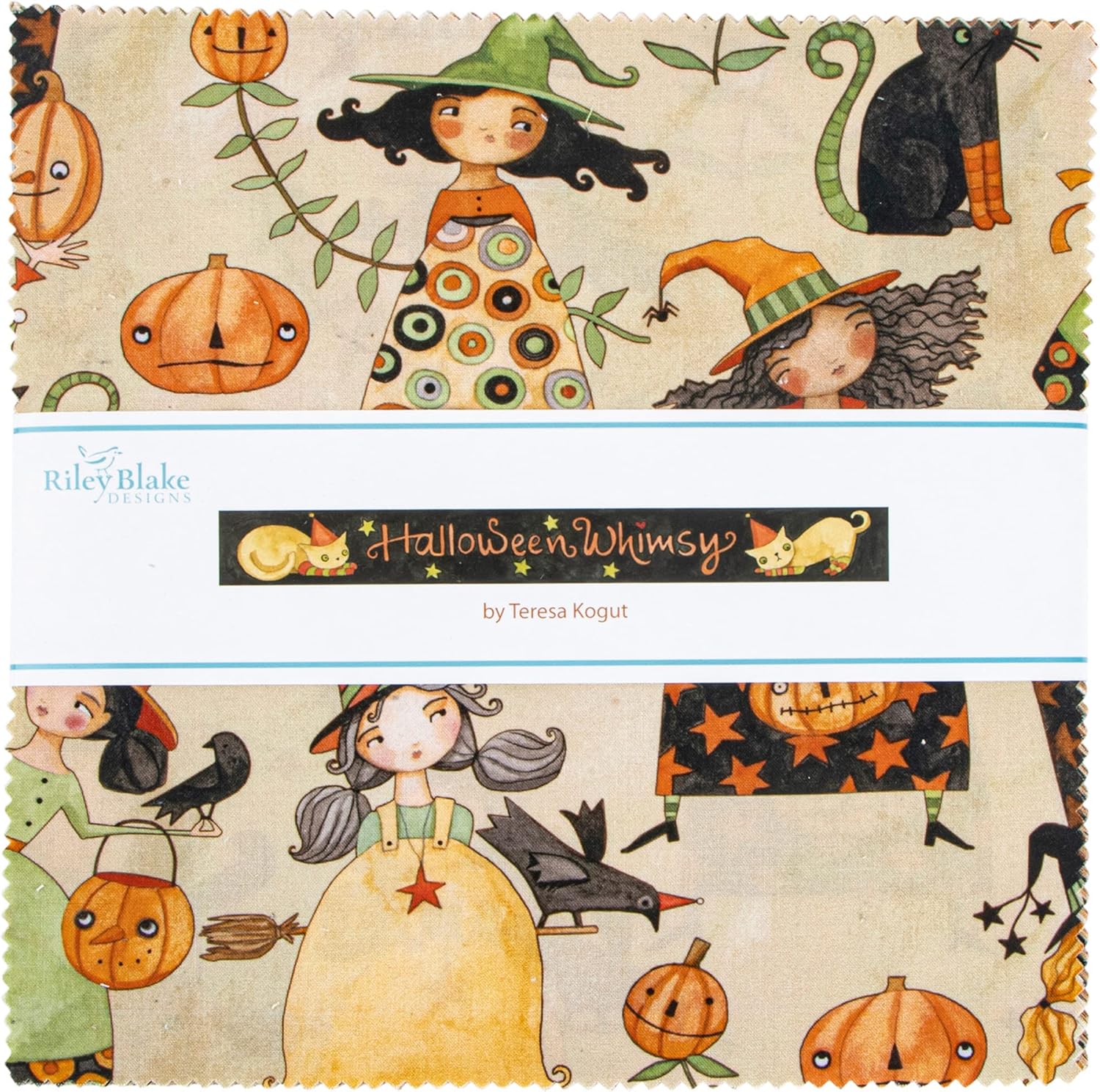 Teresa Kogut Halloween Whimsy 10" Stacker 42 10" Squares Layer Cake Riley Blake Designs 10-11820-42
