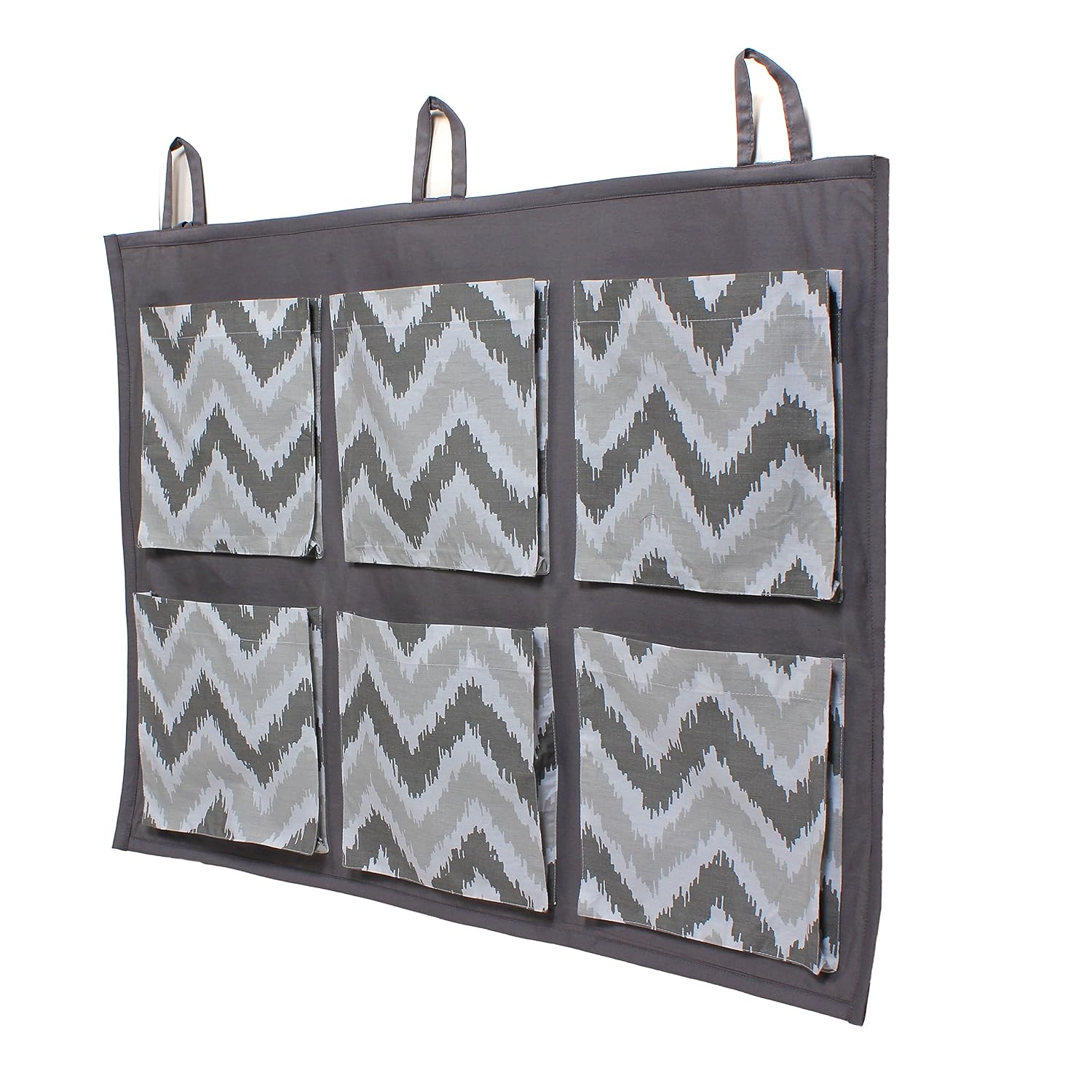 Bacati - Mix N Match Ikat Zigzag/Chevron Nursery Storage (Wall/Crib Storage Organizer, Grey)