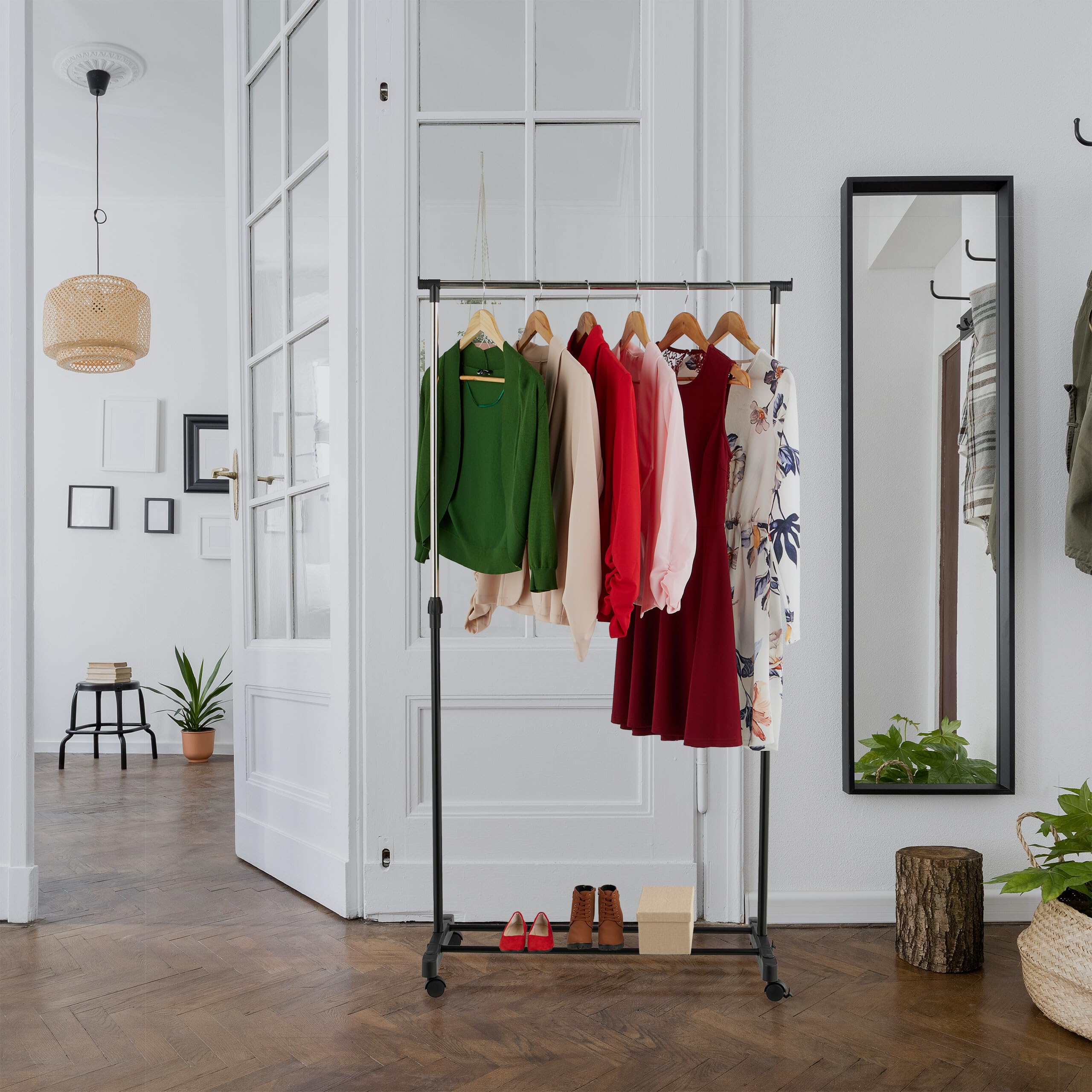 Relaxdays Portant Vêtement Roulettes Métal, Penderie, Tringle Dressing