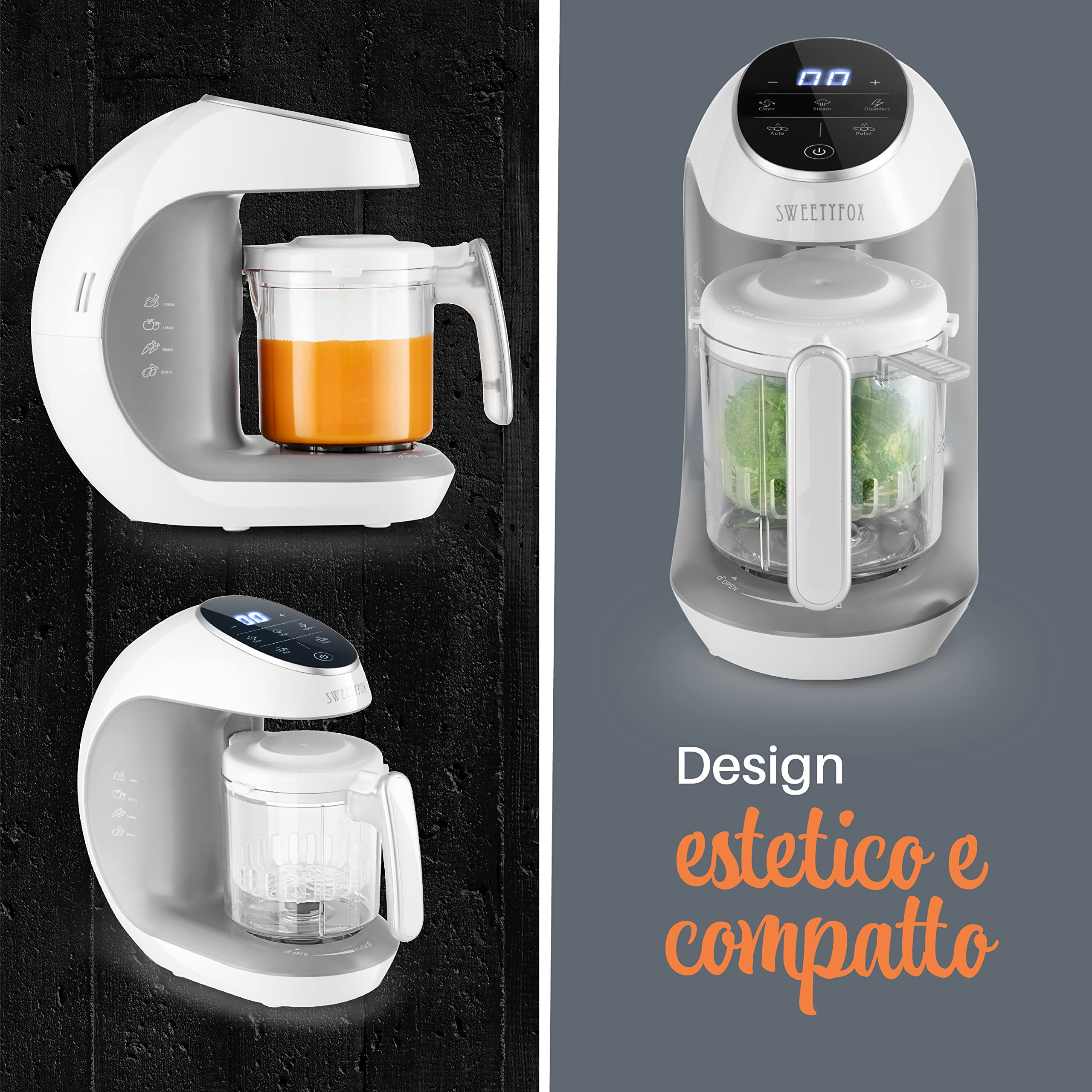 Sweety Fox Cuocipappa Mixer Multifunzione 7-in-1 per Bébé - Vapore, Mixer, Pulse