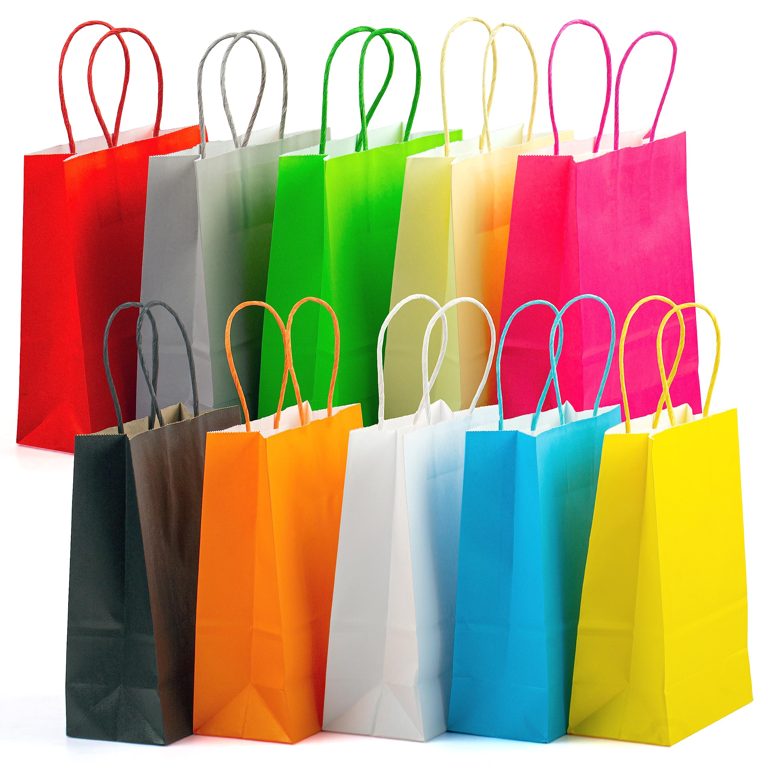 40 Kraft Paper Bags, 16x8x22cm - Multi-Color Party & Gift Bags For Kids, Christmas, Wedding,Halloween & Birthday Celebrations