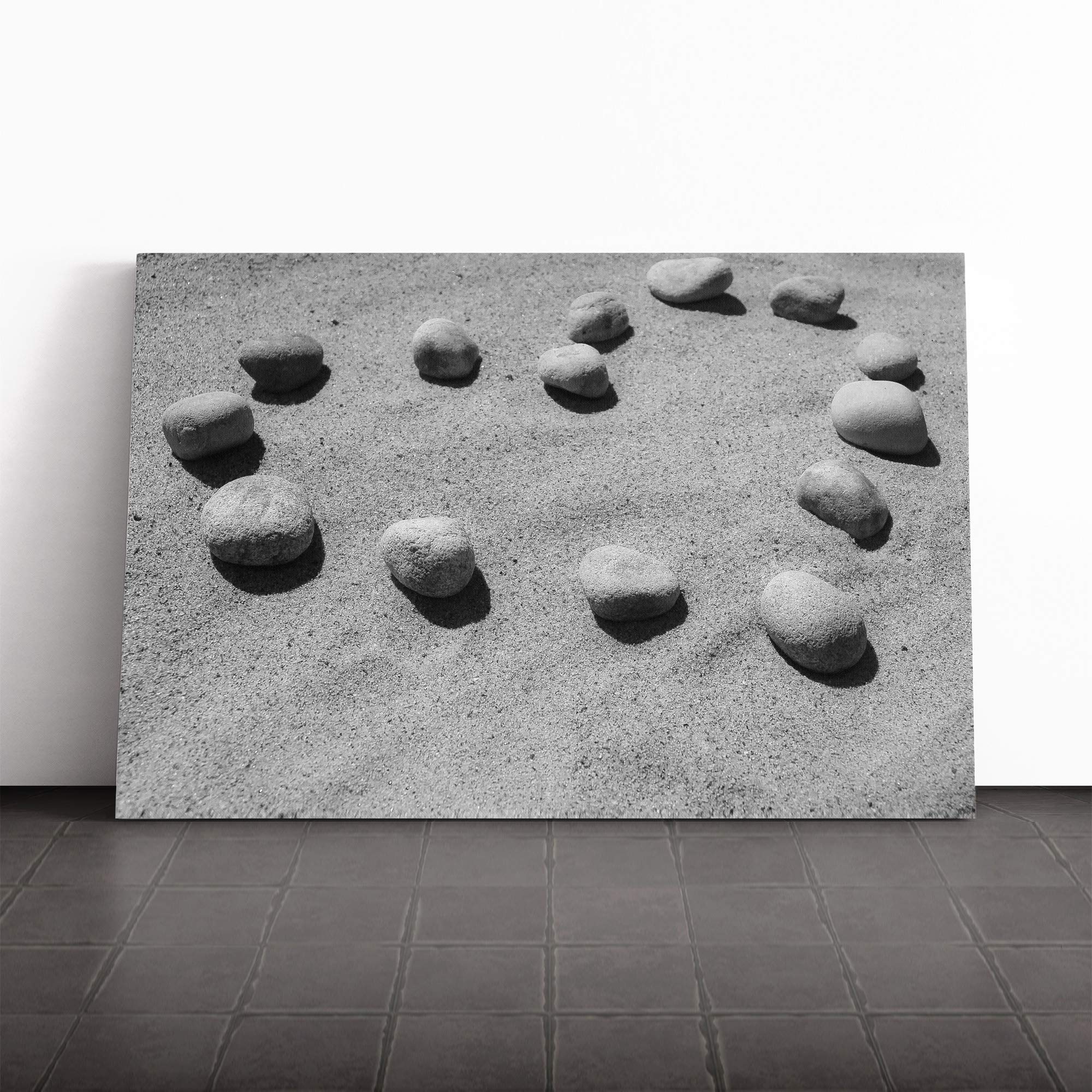 Landscape Pebbles Beach Heart of Love (1) Canvas Print | Gallery Wrapped 30mm Frame Wall Art | 24x16 inches | Ready to Hang | Modern Seascape Picture | Living Room Bedroom Lounge Office