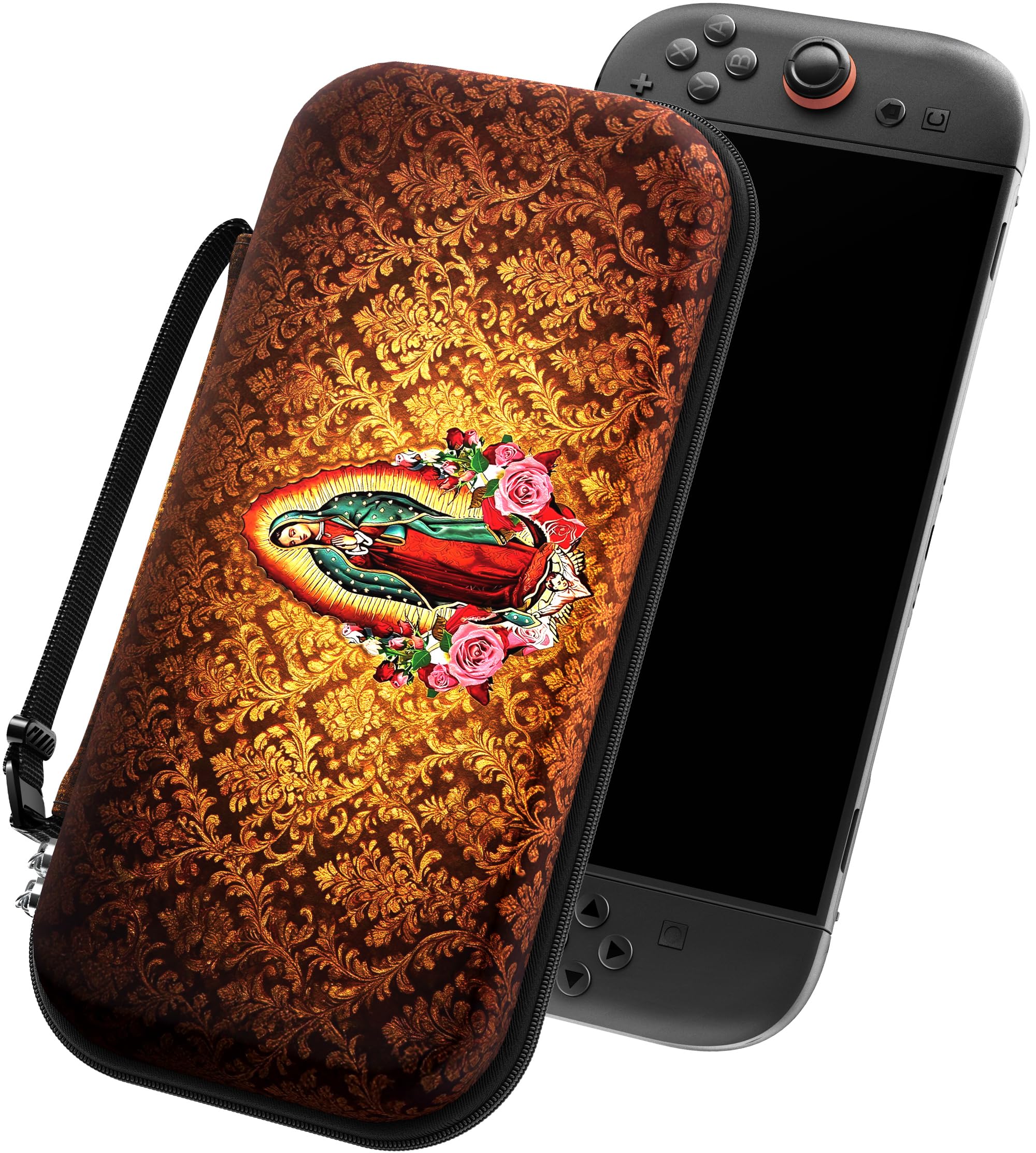 ivoler Carrying Case for Nintendo Switch 2 Model(2025), Portable Hard Shell Pouch Carrying Travel Game Bag for Nintendo Switch 2 Accessories Holds 12 Game Cartridge (Dark Gold Vintage Floral) Dark Gold Vintage Floral 7.9''
