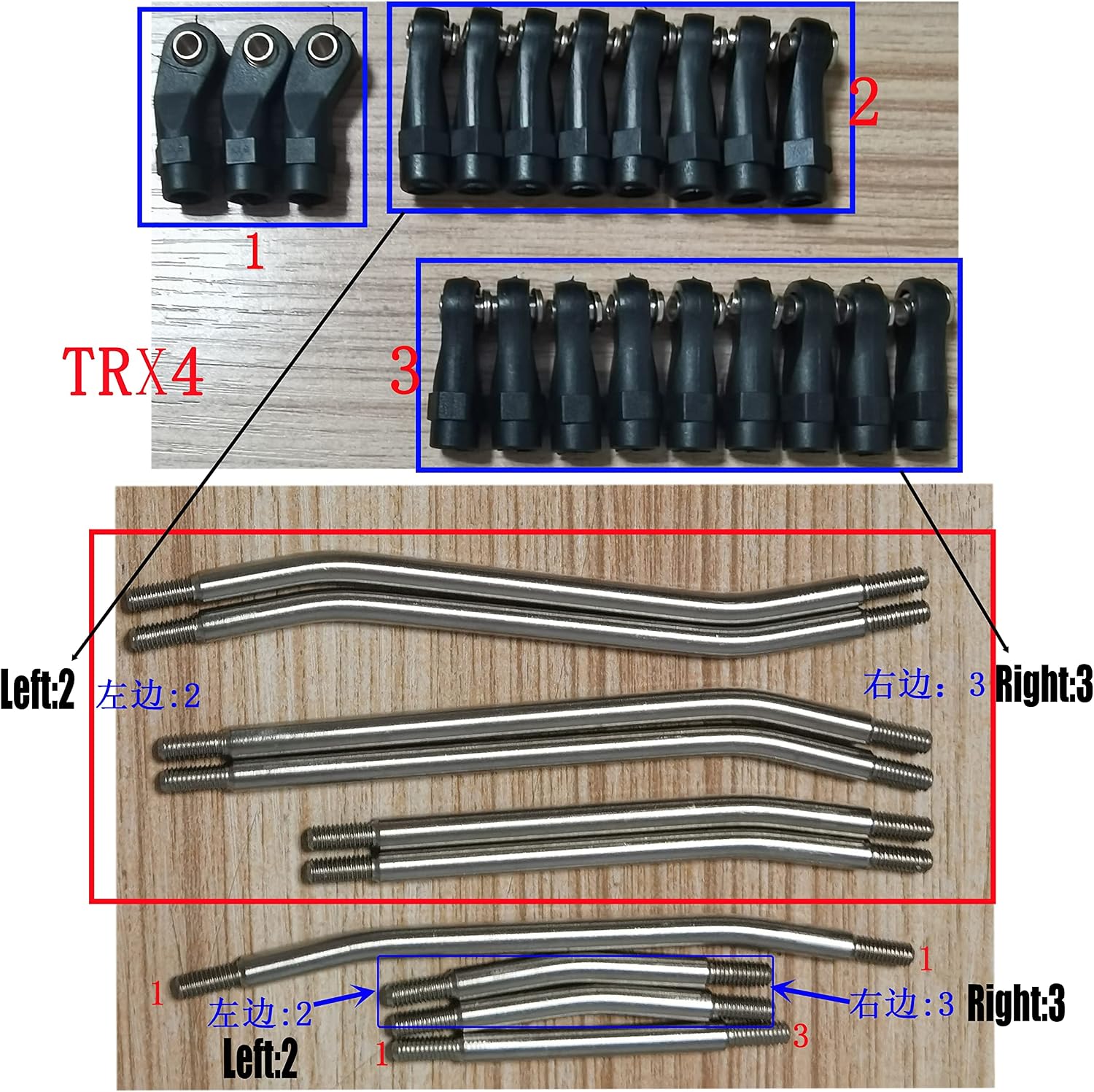 RCLIONS Stainless Steel Link Rod Linkage 313mm Wheelbase for TRX4 1/10 Crawler Car Upgrade Parts