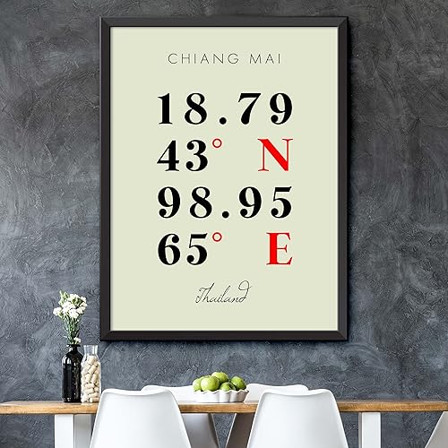 Miniatura 5 de Mapa de Chiang Mai, Tailandia, Coordenadas Multilíneas de Colores (8x10)