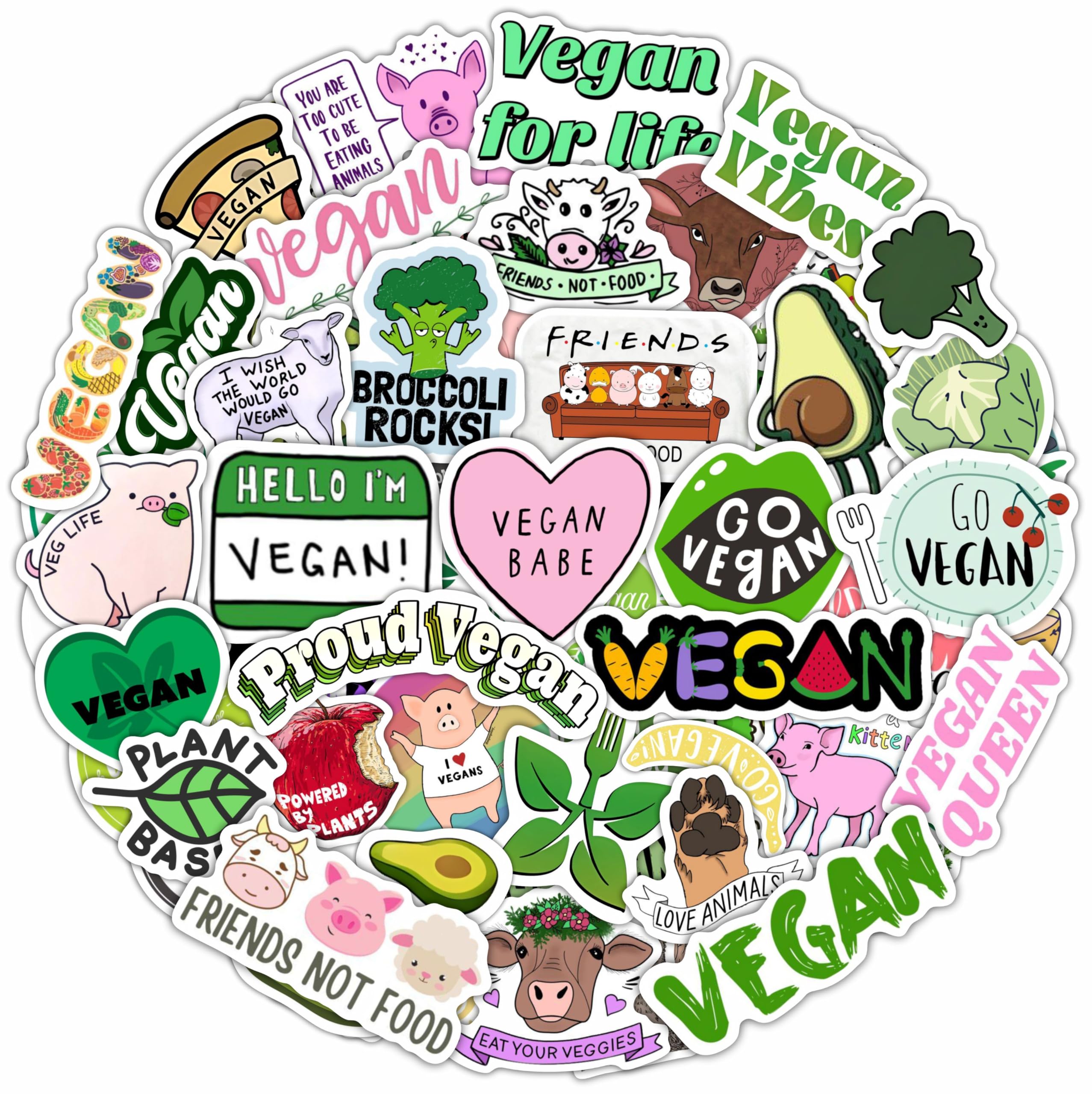 BulbaCraft Vegan Stickers for Water Bottle and Laptop - Plant-Based Party Favors & Decorations, Waterproof Vinyl Veganism Decals, Vegan Lifestyle Stickers Laptop Decals, Gifts for Women & Men