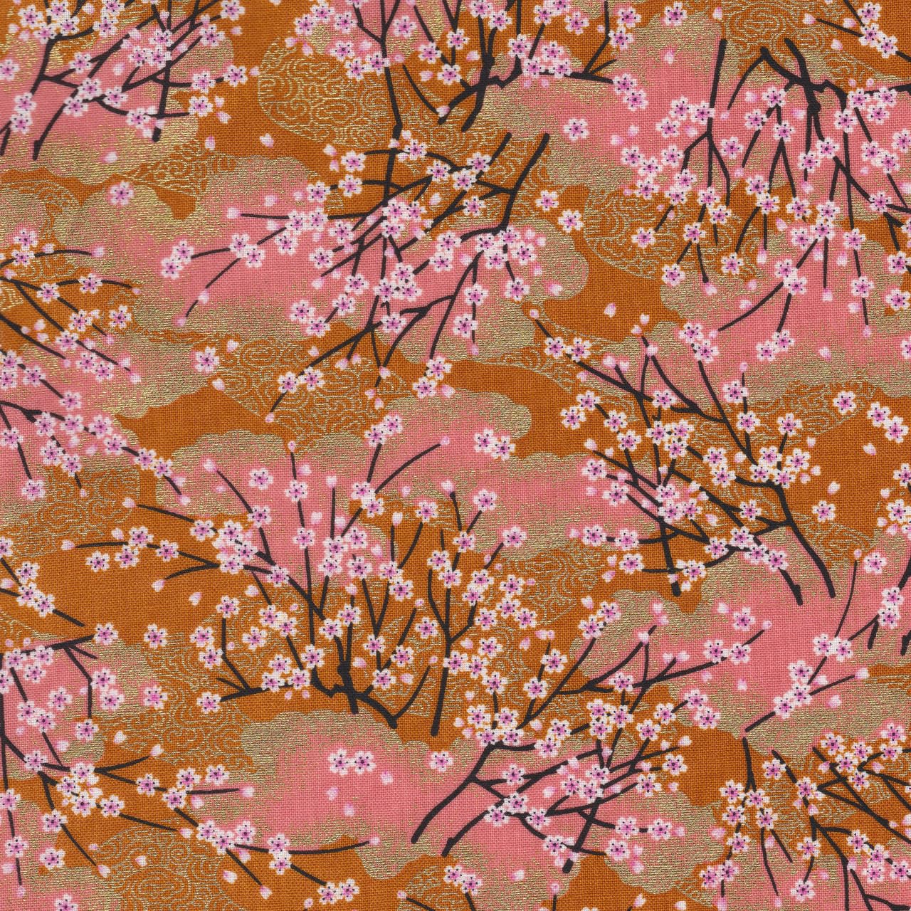 Amazon | 【和柄・和調プリント】金粉吉野桜満開 4色あります 1m単位で