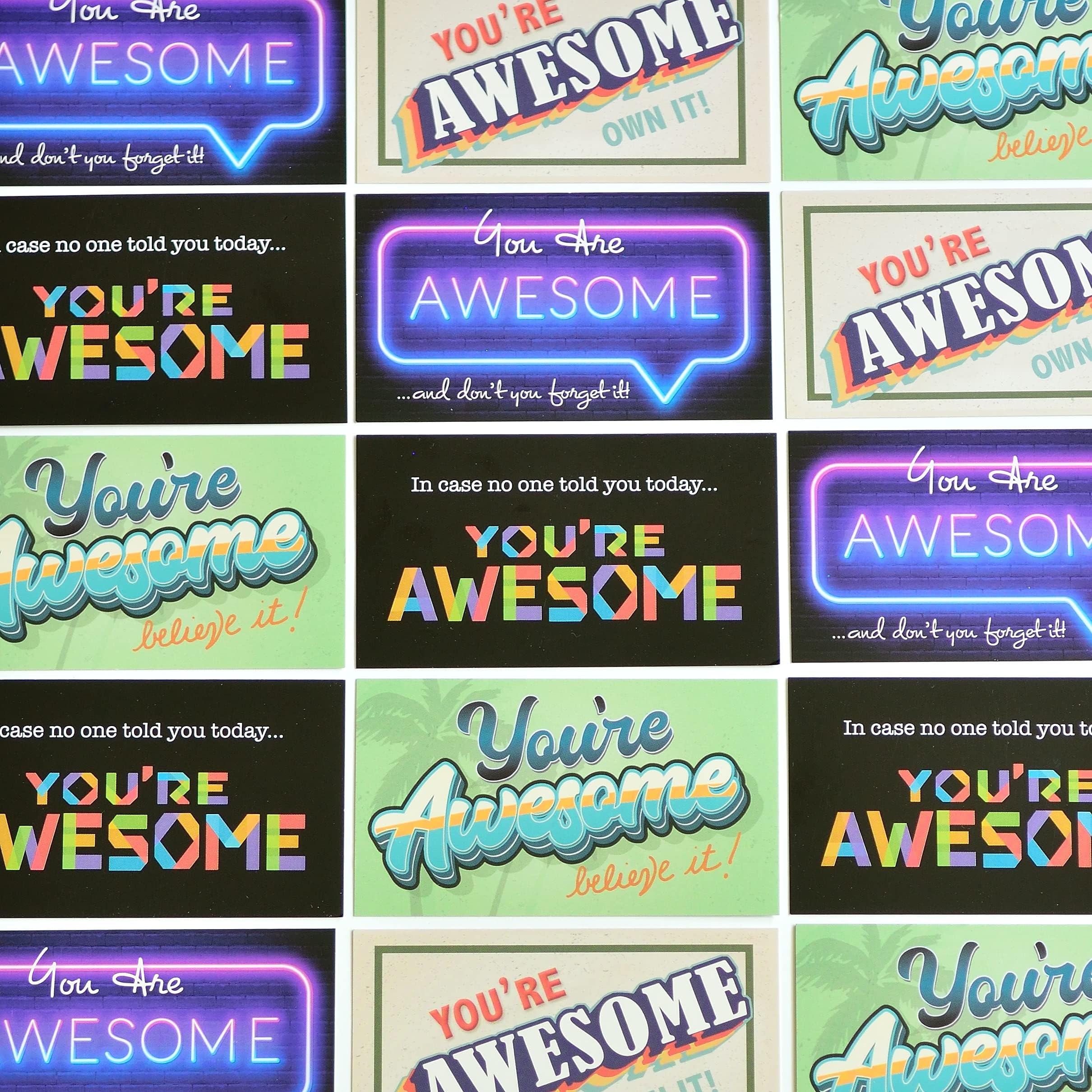 Youngever300 Pack You Are Awesome Cards, 4 Unique Inspirational Designs Cards, Business Card Sized Encouragement Cards, Appreciation Cards for Students, Teachers, Employees, Friends, Family
