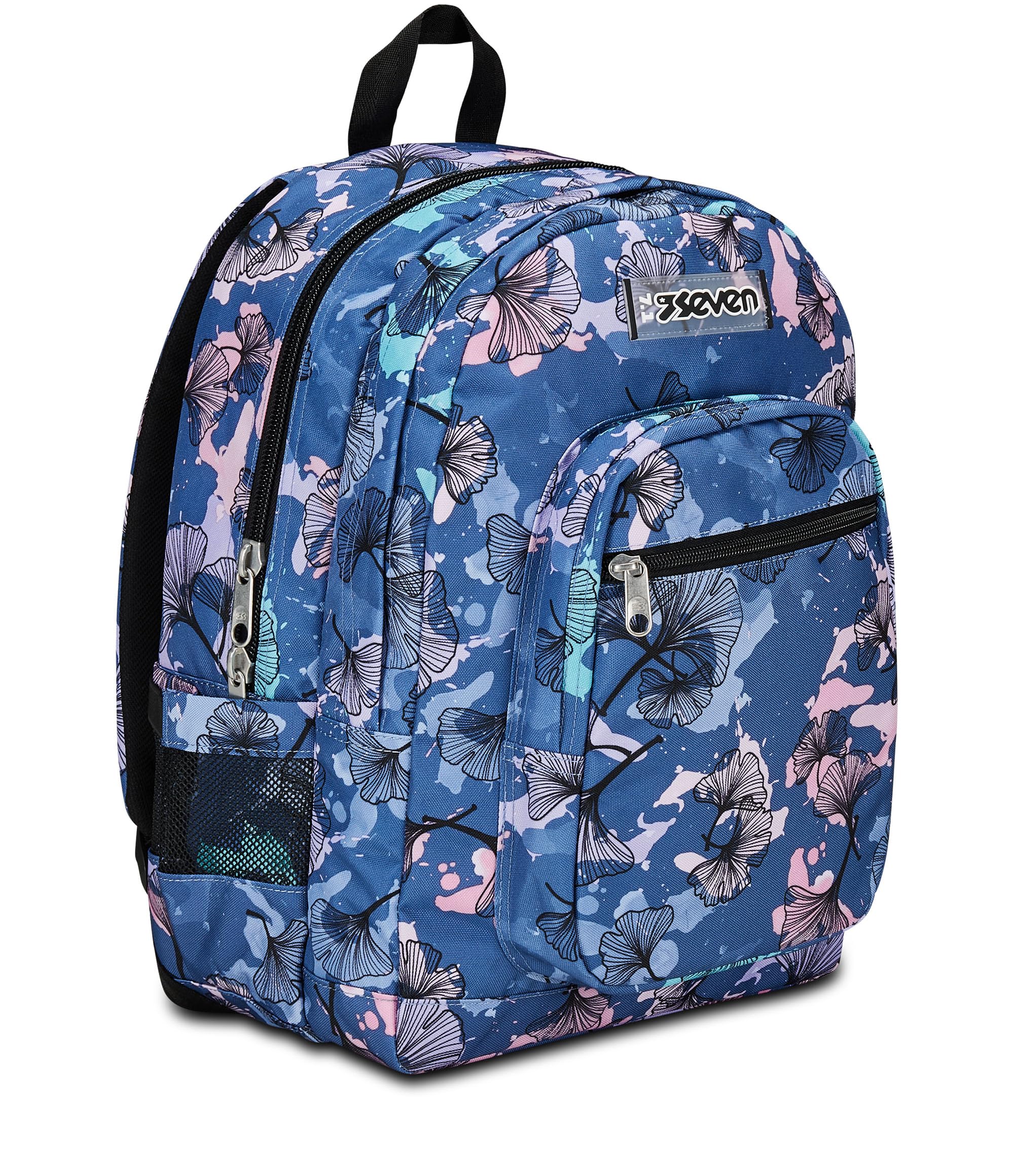 Seven Freethink Zaino Scuola Media e Superiore Ragazza, 34L, Doppio Scomparto, Tasca PC e Borraccia, Ricarica USB, viola blu