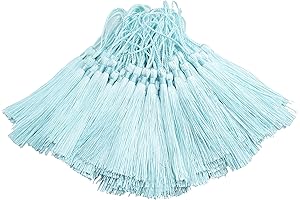 100Pcs Light Blue Tassel 5 Inch Silky Floss Bookmark