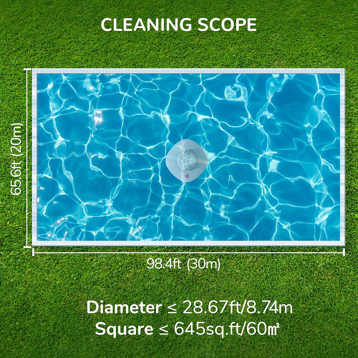 Grennix Robot Pool Cleaner cleaning scope and pool size compatibility