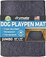 Drymate Jumbo Dog Playpen Mat (60x74), Super Absorbent, Waterproof, Slip-Resistant, Machine Washable, Reusable Puppy Pad for Training, Whelping, Housebreaking, Incontinence, Crate, Kennel (USA Made)