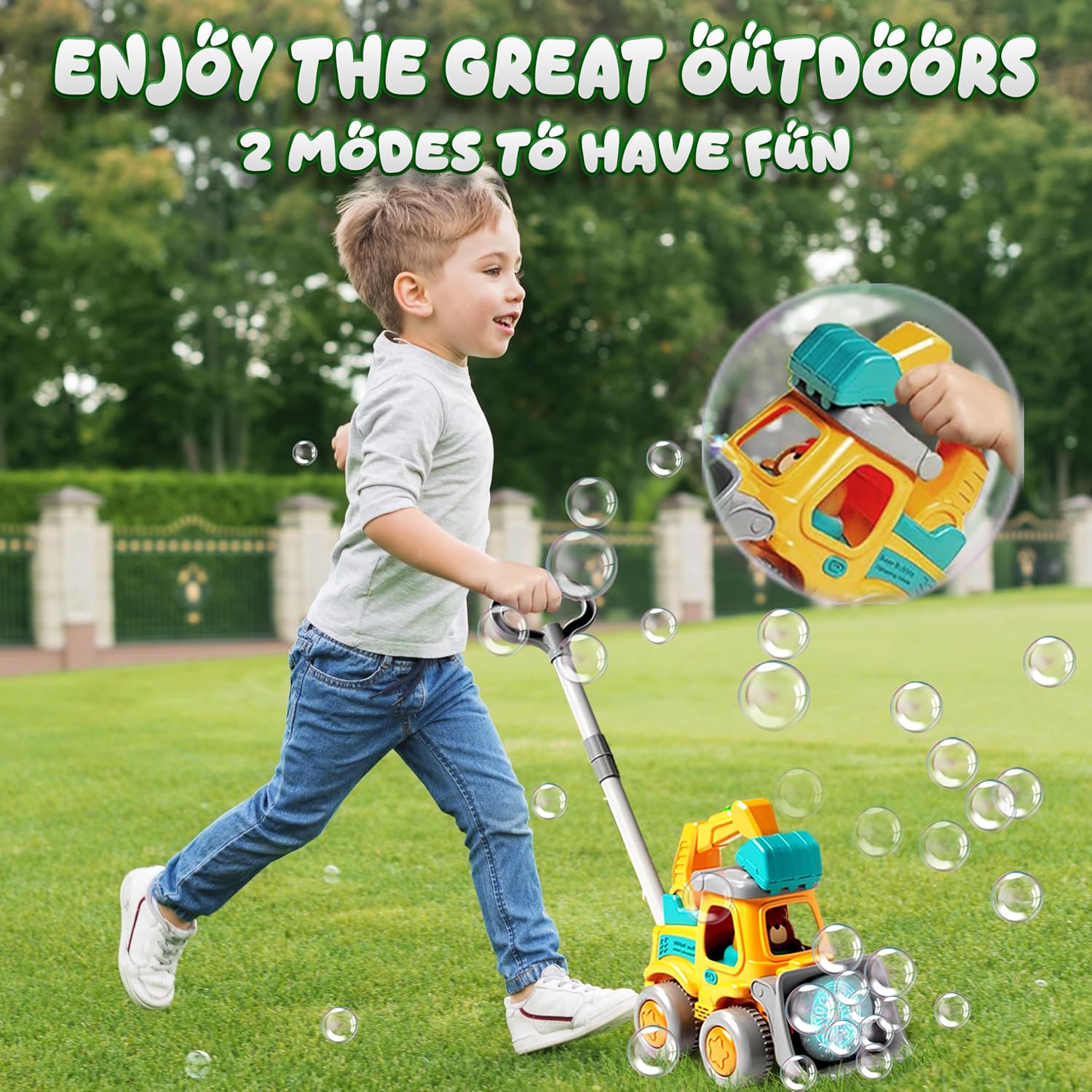 Bubble Lawn Mower for Kids – Bubble Machine for Toddlers, Outdoor Bubble Toys for Boys & Girls, Fun Lawn Mower Toy for Toddler Play, Bubble Maker Gift for Kids Ages 3+