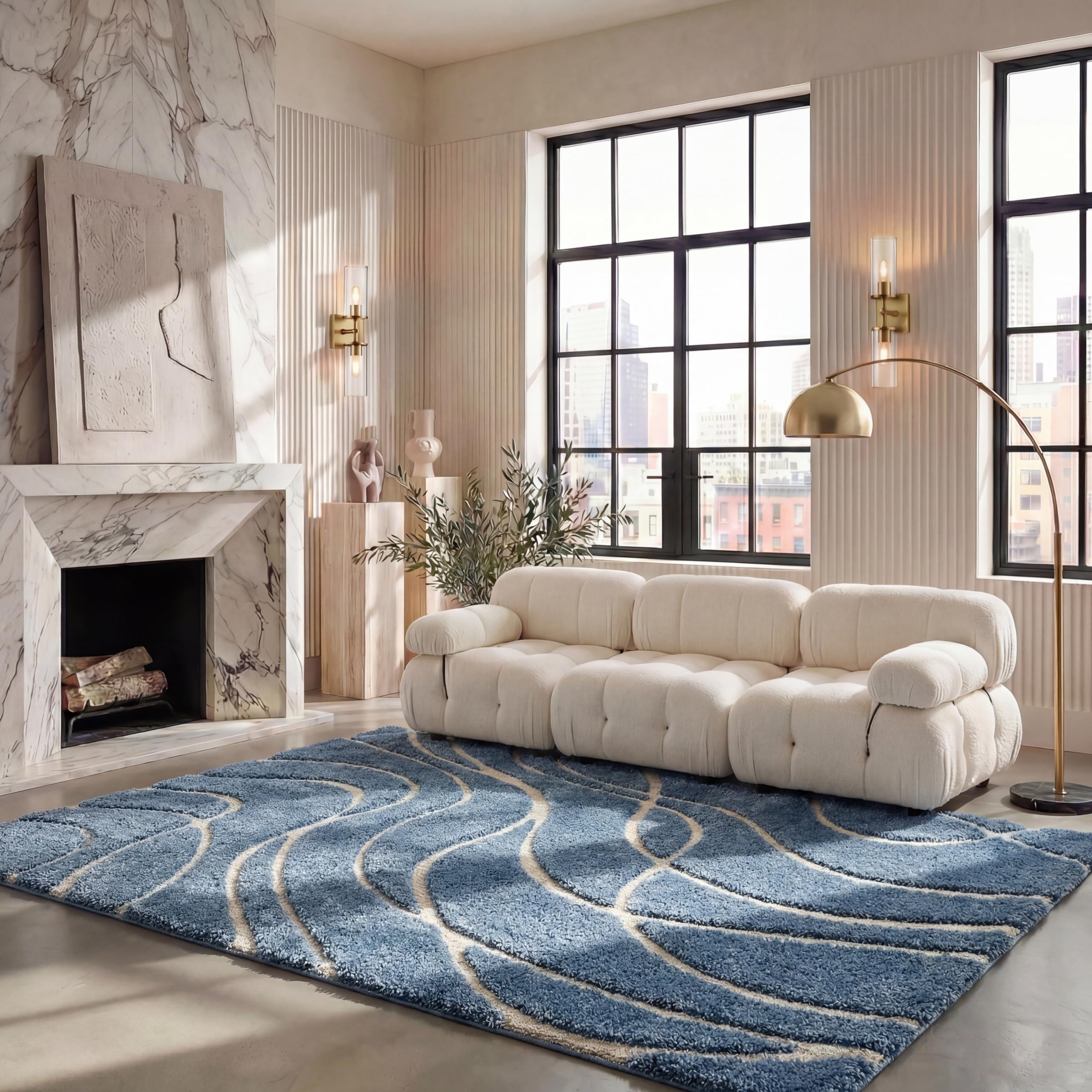 118×169 ラグ ケンタッキー柄 風景柄 ネイビー ホワイト USAモチーフ Amazon.com: SAFAVIEH Florida Shag Collection Area Rug - 8' x 10