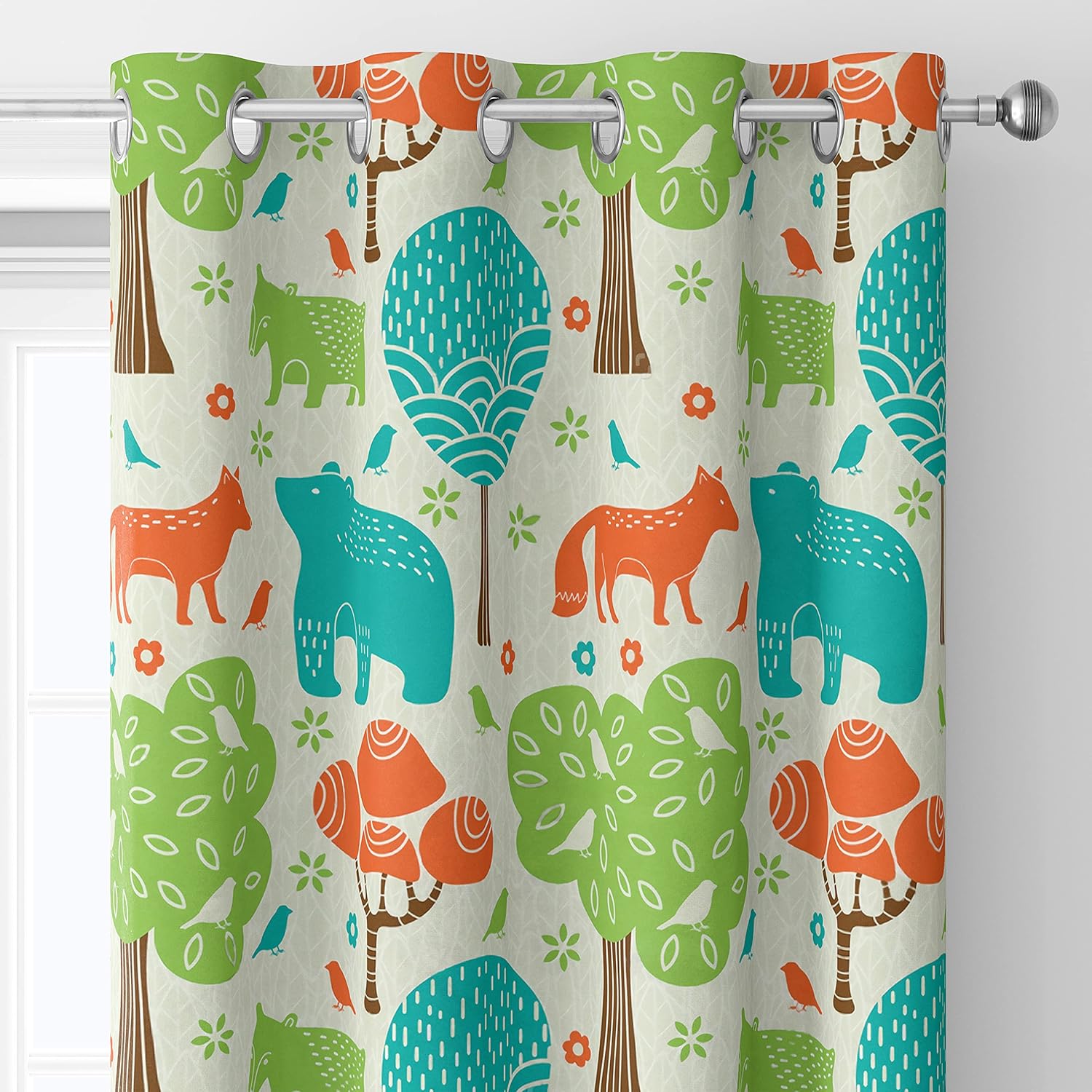 Blackout Curtains for Kids Room Thermal Curtains for Bedroom Animal Zoo Cartoon Print Curtain Panels Baby Nursery Cartoon Trees Forest Animals 42x63inch(107x160cm)