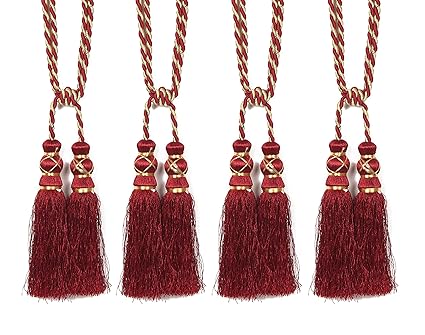 HFI Polyester Blend Curtain Tie Backs, Maroon- 4 Pieces