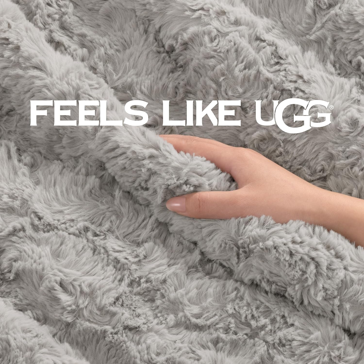 UGG Adalee Faux Fur Throw Blanket Luxury Lightweight Cozy Soft Throw for Couch Bed or Chair Hypoallergenic Machine Washable Double-Sided Fluffy Blanket Home Decor, 50-inch x 70-inch, Seal Grey - Image 3