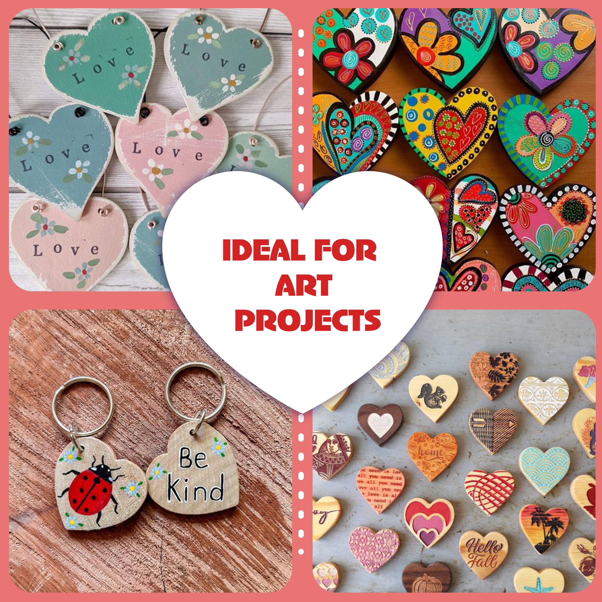 Amazon.com: 60 Pcs Wooden Hearts for Crafts 2 inch Unfinished Wood