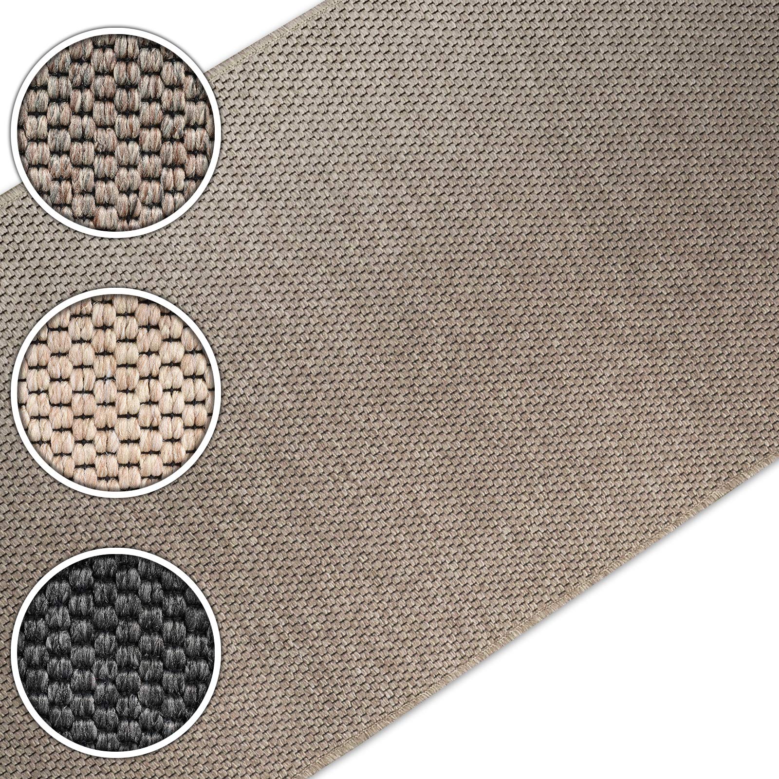 Floordirekt Tapis de couloir Calcutta - Aspect sisal - Design œil de tigre - Tapis de couloir, de cuisine - Taupe - 80 x 250 cm