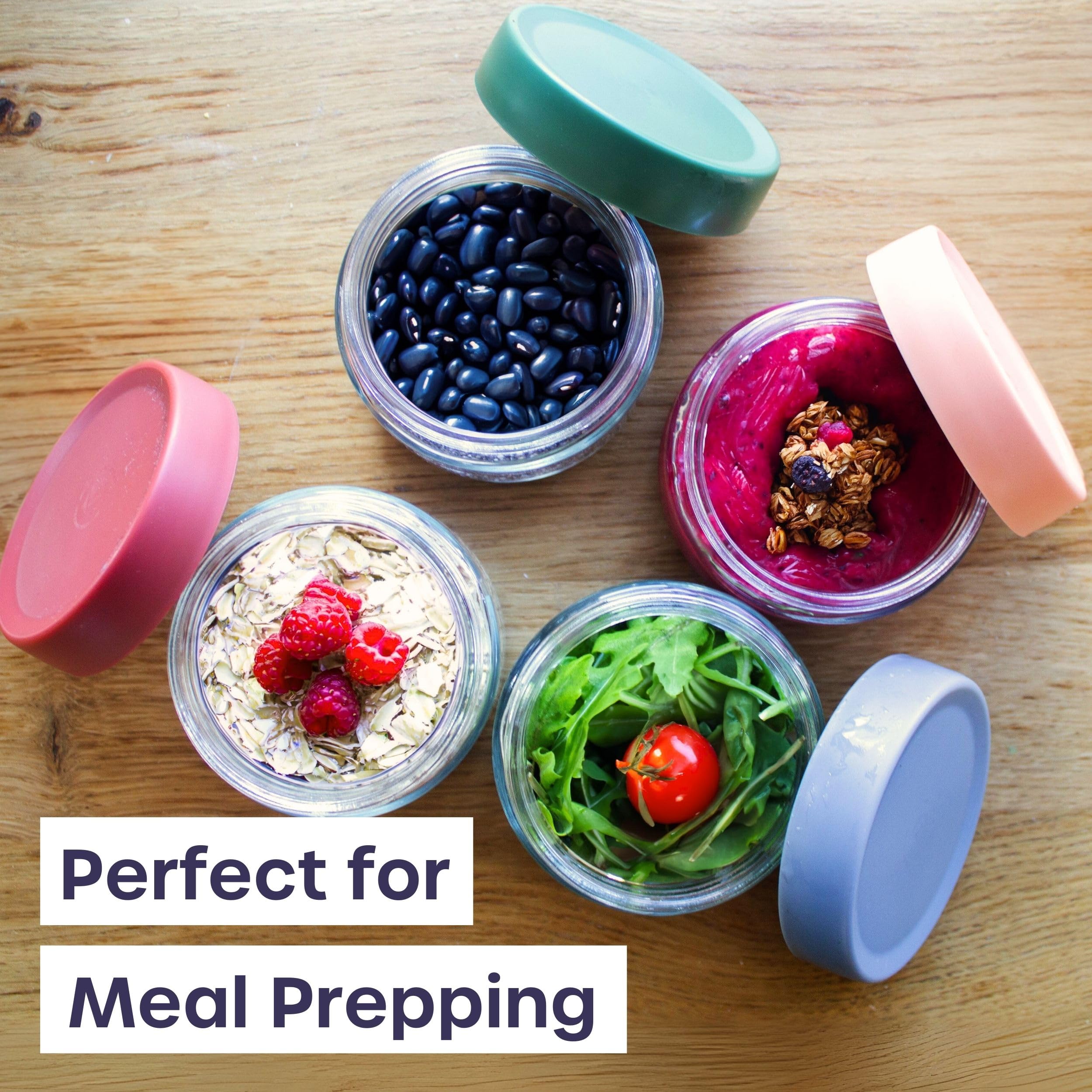 Lot De 4 Bocaux Overnight Oats 500ml - Verre Hermétique Avec Couvercles Colorés Pour Meal Prep