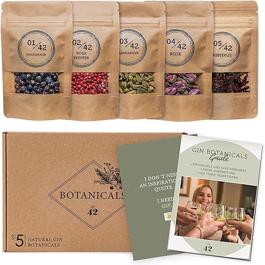 Spice Gin Tonic Kit | 5 Natural Botanicals Cocktail | Gift Idea for Women and Men | Personalise Gin | Gin Tonic Set