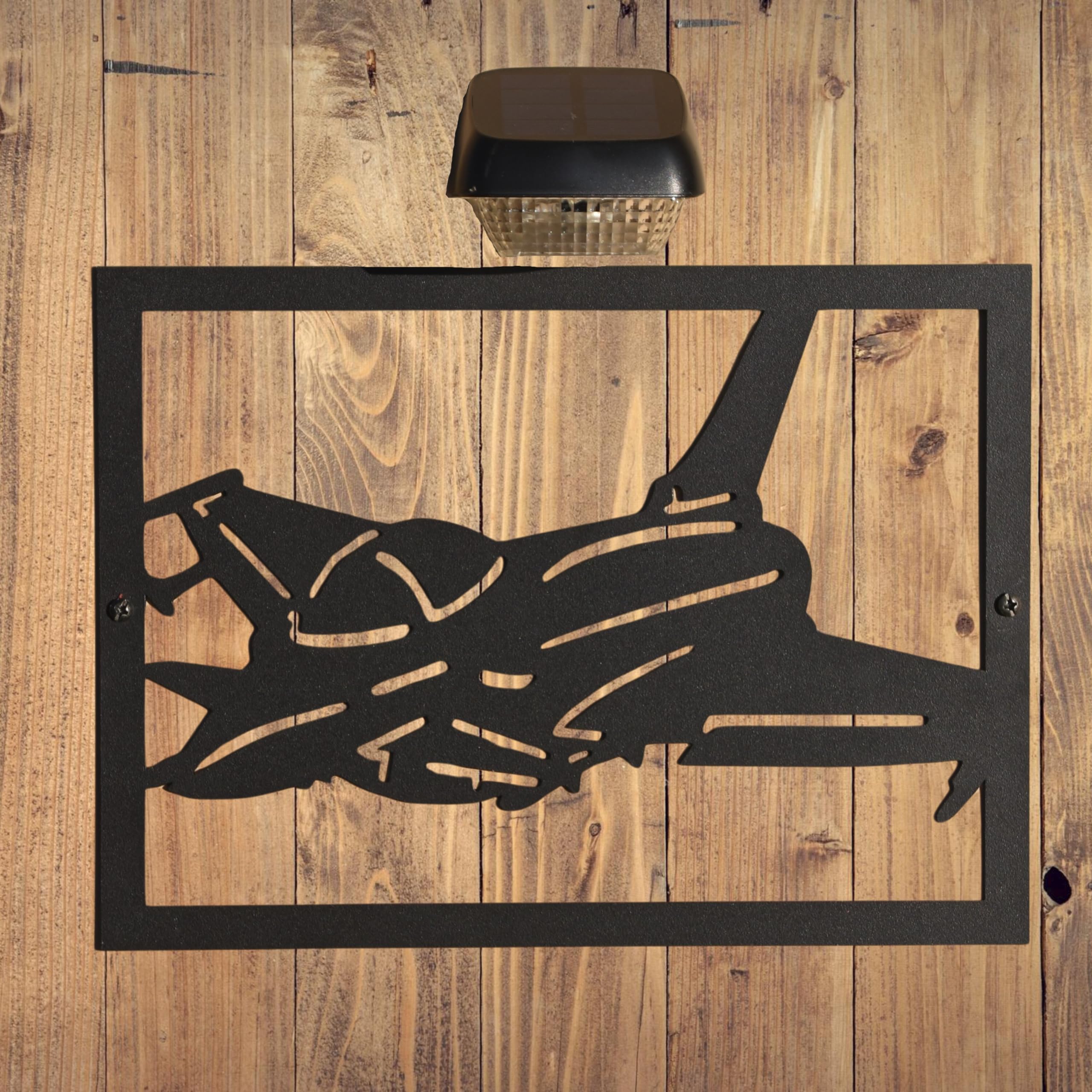 Callow Retail Modern Eurofighter Garden Wall Art and Solar Light Military Theme