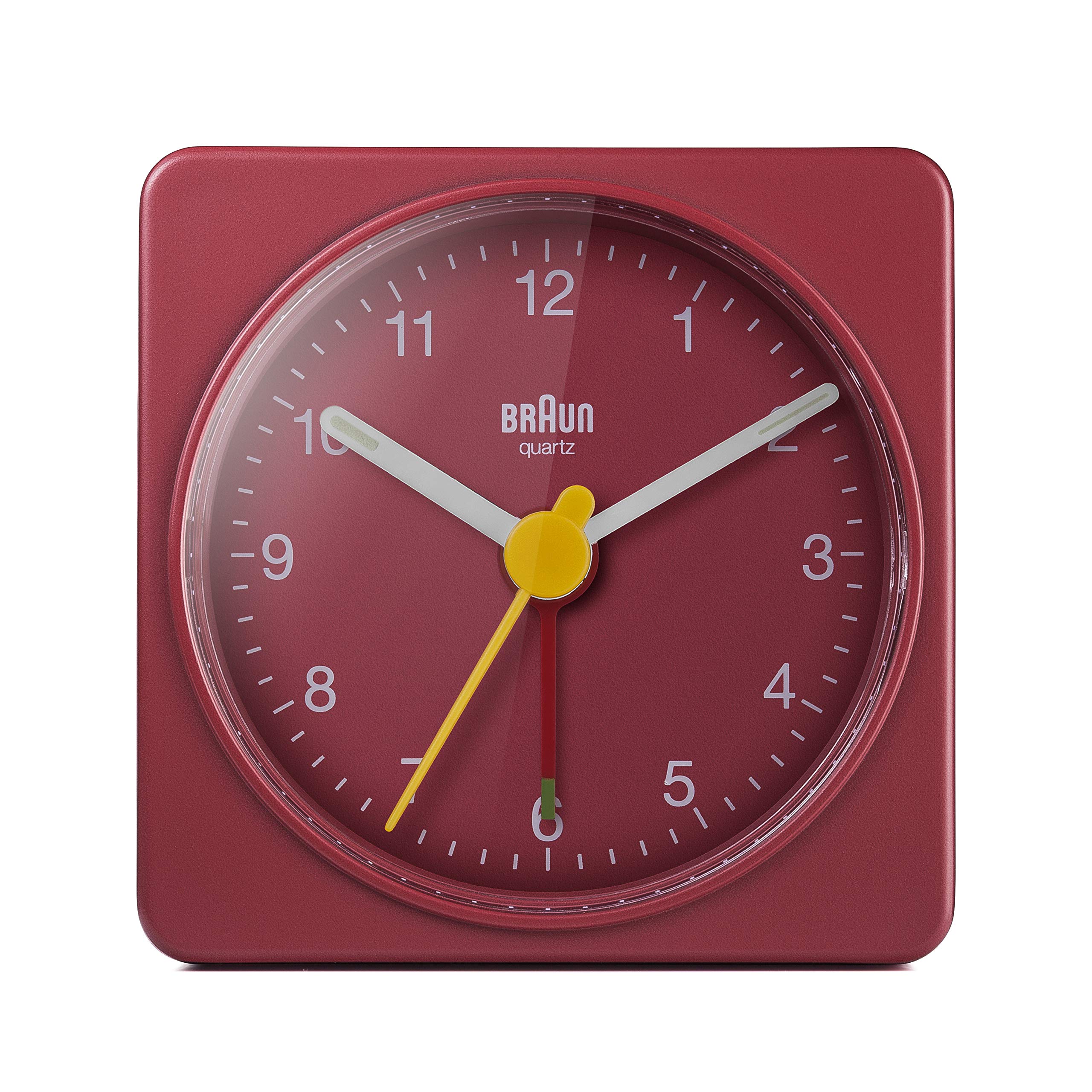 Braun Réveil analogique de Voyage Classique, Taille compacte, Mouvement à Quartz Silencieux, bip de l’Alarme en Crescendo, en Ro
