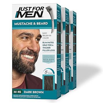 Just for Men Brush-In Gel Moustache & Beard Color, 72.6g (Pack of 3) - Dark Brown M-45