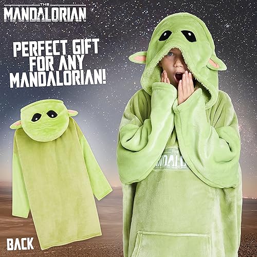 Miniatura 3 de Disney The Mandalorian - Manta con capucha para niños y adolescentes, manta de forro polar Baby Yoda, Verde