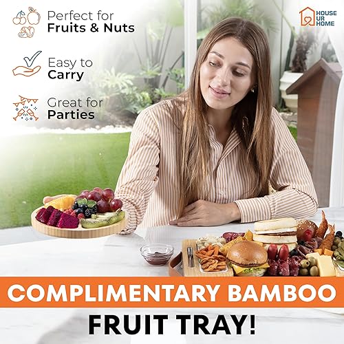 Miniatura 3 de Bamboo Charcuterie Boards Gift Set with Magnetic Removable Side Trays, Fruit Tray, Handles, Cutlery-Ready Box & House Warming Gifts New Home
