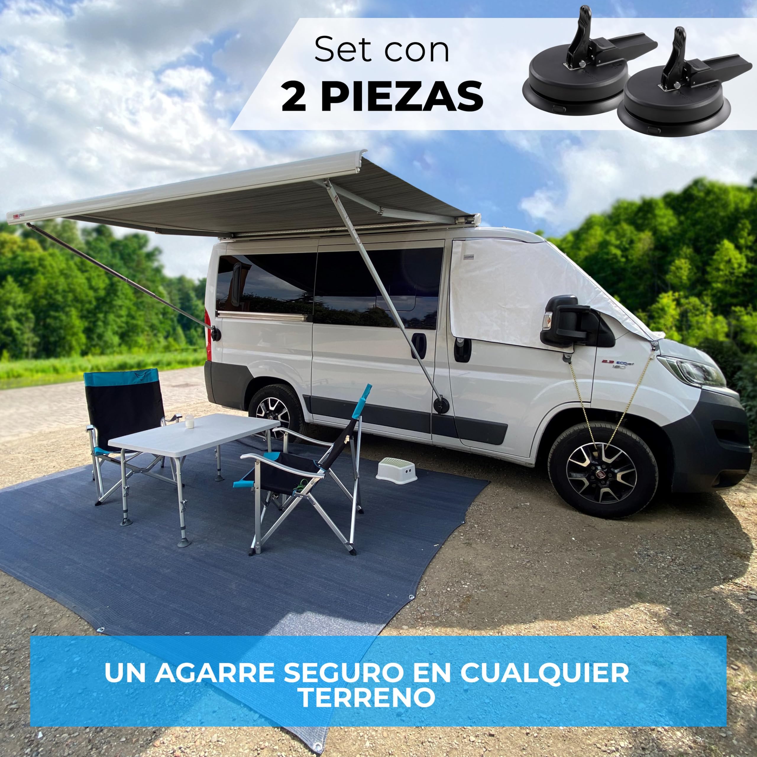 Graft Soporte para toldo (2 Piezas) | Soporte pie de toldo | Soporte pie de toldo para Camper, Autocaravana, Caravana | Adecuado para pie de toldo Thule, Fiamma y DOMETIC | Accesorios para toldo