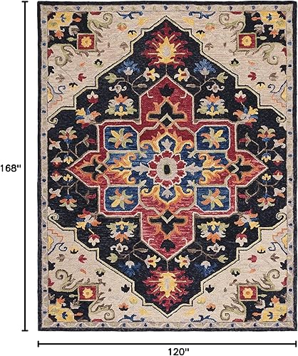 Miniatura 19 de SAFAVIEH Aspen Collection APN511H - Alfombra de lana bohemia hecha a mano de 8 x 10 pies, color carbón y crema