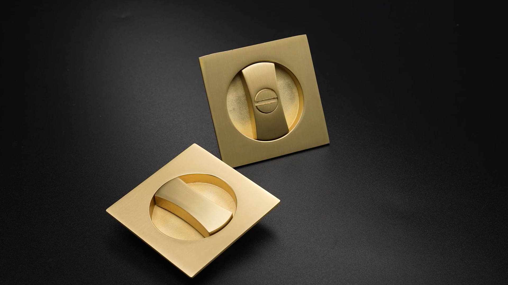 Goldenwarm Brushed Gold Pocket Door Lock Set - 2 Pack Privacy Square Lock For Sliding Doors
