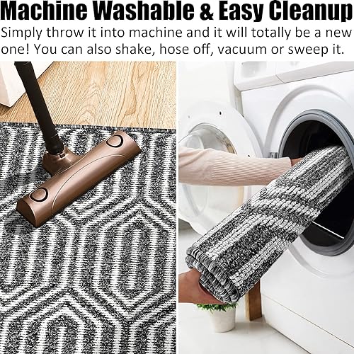 Vista 60 de Tapete para interiores de 32 x 48 pulgadas, tapete absorbente para puerta delantera y trasera, parte trasera de goma, antideslizante, atrapador