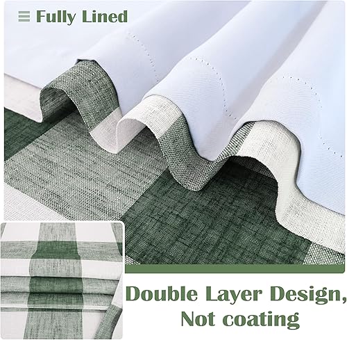 Vista 149 de DriftAway - Cortinas de ojales opacas, patrón a cuadros, forro térmico con aislamiento, blackout, impresas a cuadros, 2 capas, juego de 2 paneles