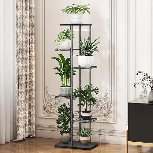 Miniatura 2 de Simple Trending Estante Soporte para Plantas de Interior y Exterior Impermeable, 6 Niveles para 7 Macetas de Metal de Servicio Pesado, Soporte Alto