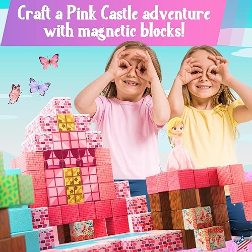 Miniatura 6 de Bloques magnéticos, castillo de princesa, 65 cubos polares, juguetes de Frozen para niñas, bloques de construcción magnéticos inspirados en