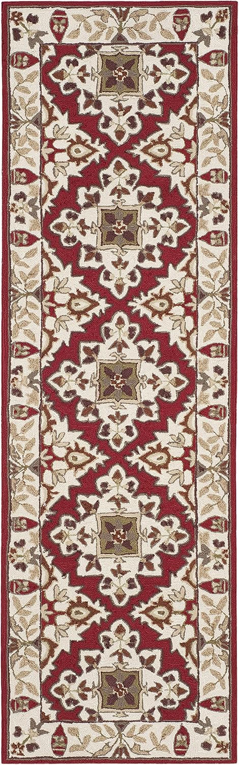 SAFAVIEH Easy Care Collection 2'6" x 10' Ivory / Ivory EZC721A Hand-Hooked Runner Rug