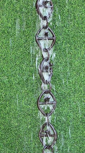 Miniatura 6 de KAM Home Cadena de lluvia jaula para pájaros Cadena de bronce RainChain de 8.5 pies (bronce) con adaptador de canalón de perno de latón para