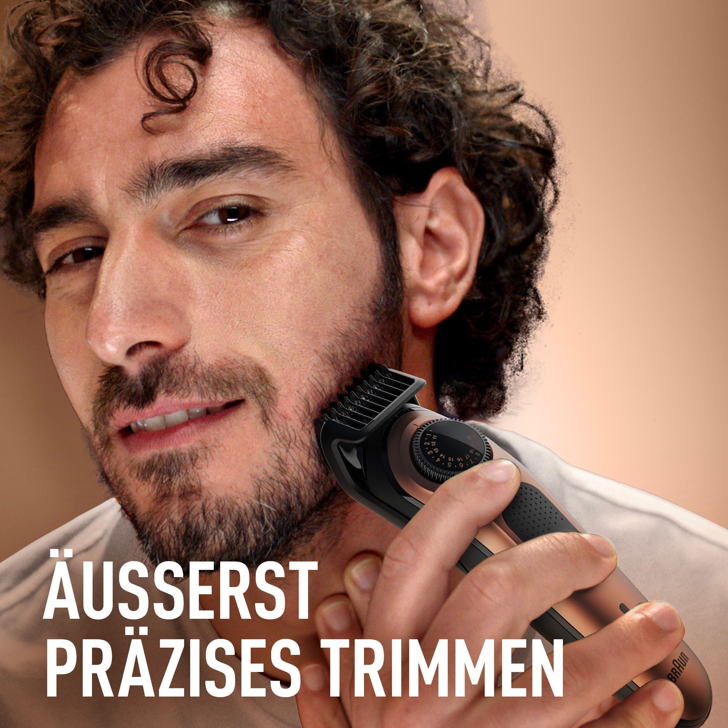 King C. Gillette Barttrimmer Pro, Geschenkset, Kupfer - Bartschneider Herren, Trimmer mit Präzisionsrad für 40 Längen, Kabelloser Bart Rasierer, Inkl. Bartshampoo 60ml + Bartbalsam 25ml