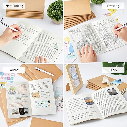 Miniatura 5 de feela Paquete de 90 cuadernos de papel kraft a granel, diarios de viaje rayados, cuadernos para hombres, mujeres, niñas, estudiantes, hacer planes,