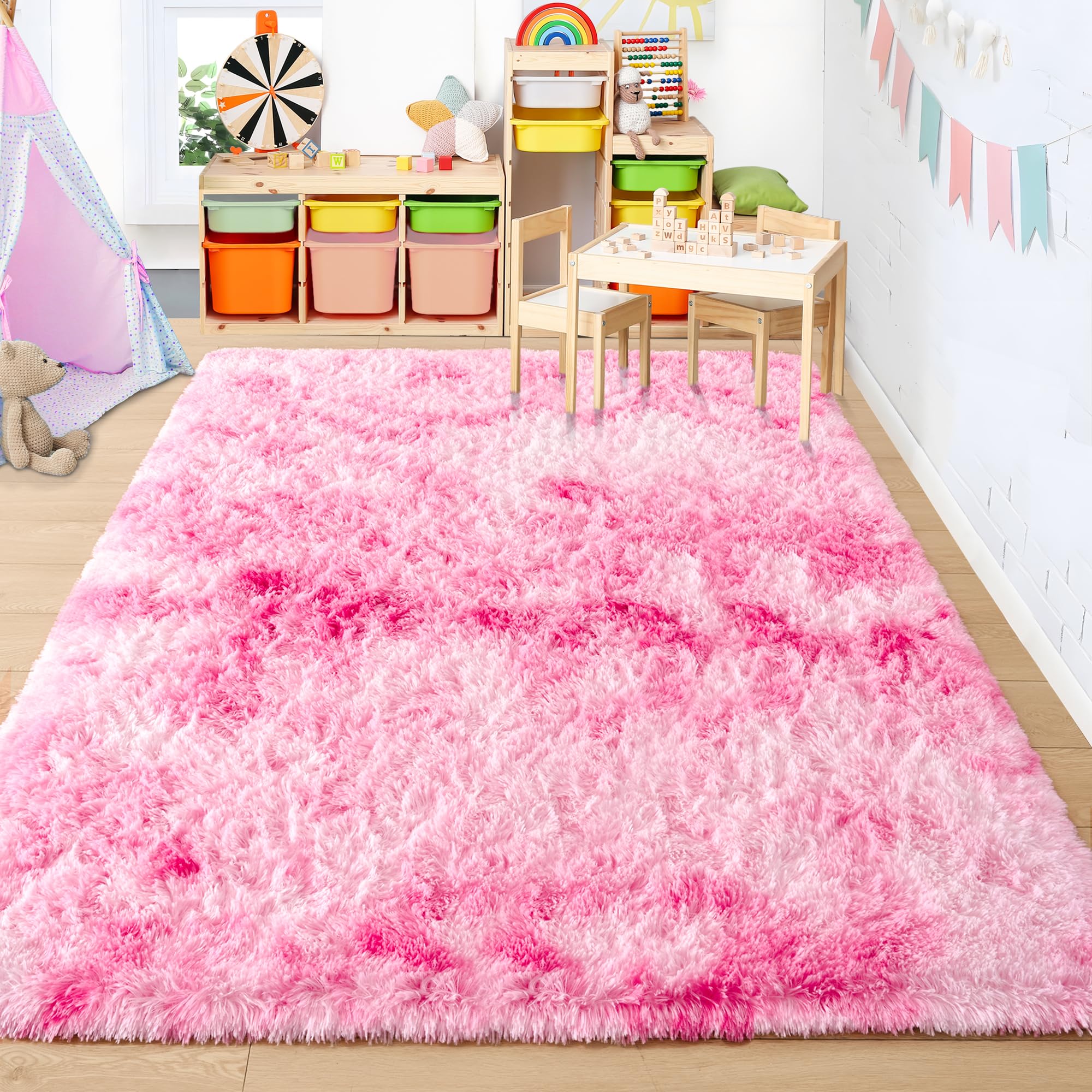 Foxmas Soft Fluffy Area Rugs for Bedroom Kids Room Plush Shaggy Nursery Rug Furry Throw Carpets for Boys Girls, College Dorm Fuzzy Rugs Living Room