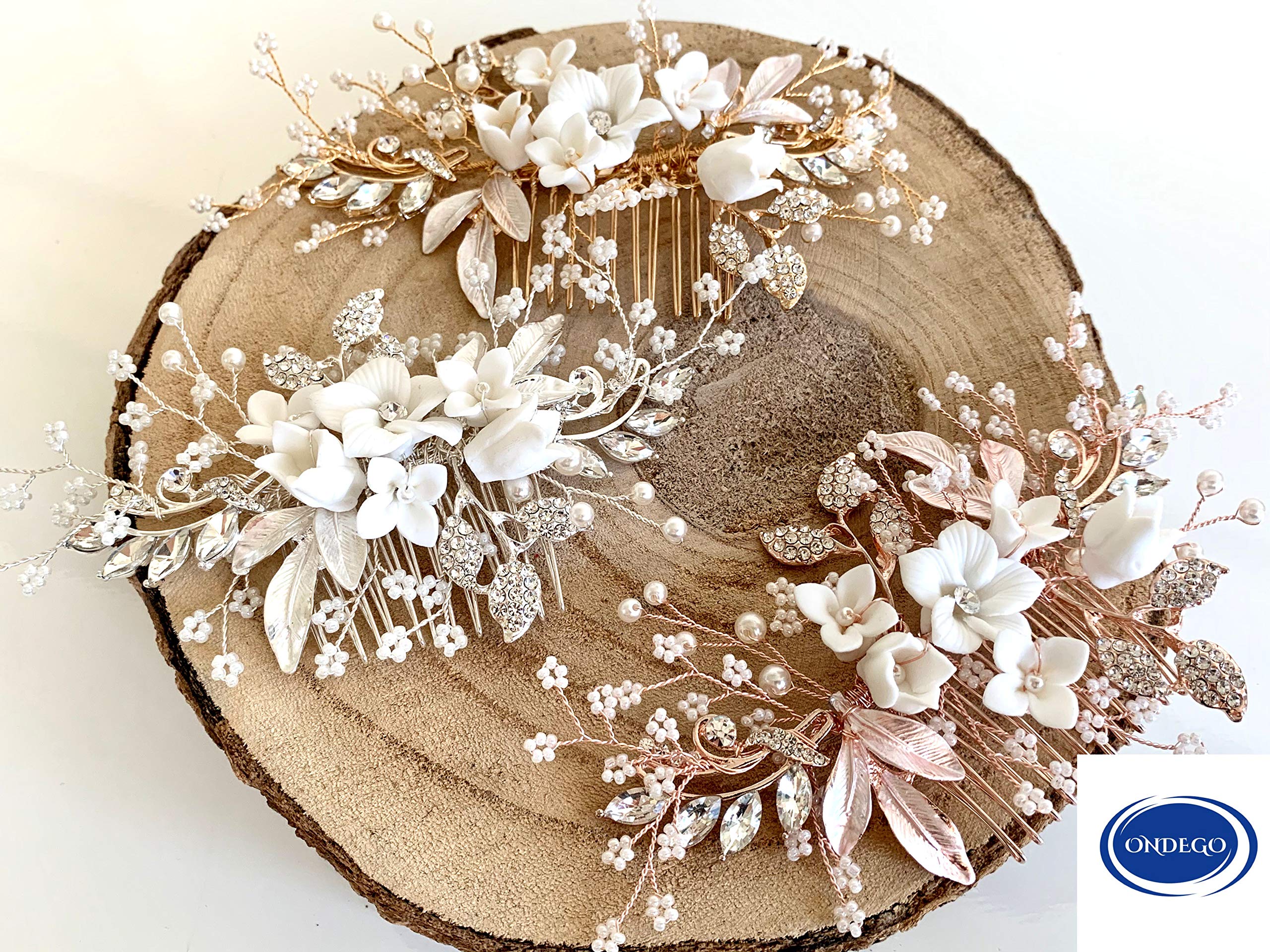 Haarkamm Damen Hochzeit – 3D Blüten Haarschmuck in Roségold Gold oder Silber – Handgefertigter Brautschmuck Haarranke für Kommunion Jugendweihe & festliche Anlässe