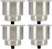 AmarineMade 4-Pack Stainless Steel Cup Holders with Drain for Boat RV Marine Camper - Corrosion-Resistant Recessed Design