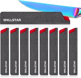 WELLSTAR 8-Piece Steak Knife Edge Guards - Universal BPA-Free Blade Covers with Felt Lining for Safe Drawer Storage