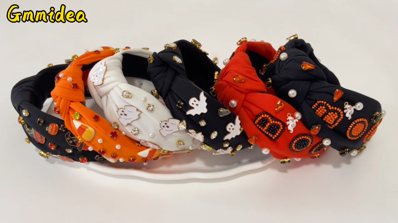 ??ORANGE PEARLS & CRYSTALS Knotted Embellished Headband A614CDC6-96A7-46C9-90CC-  main image 4