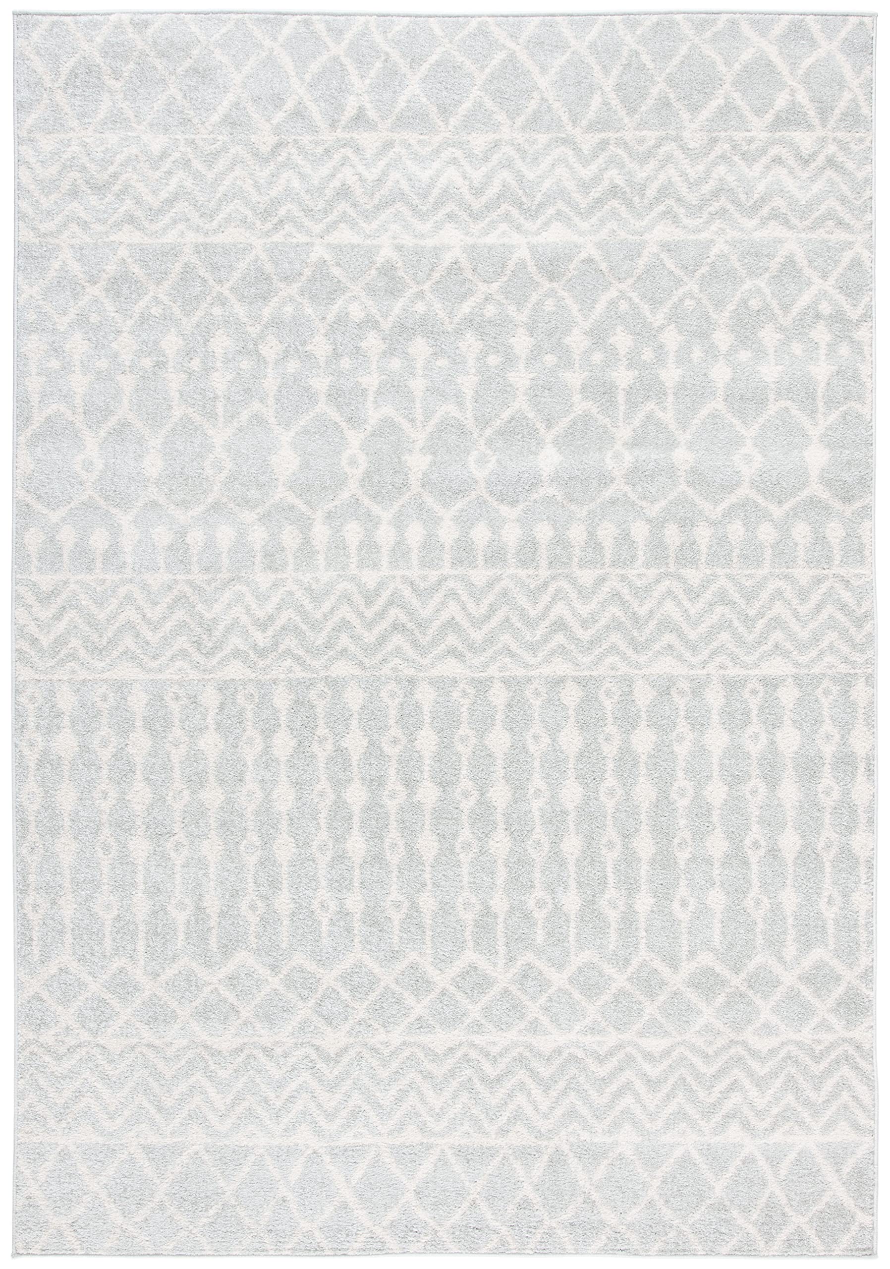 SAFAVIEH Tulum Collection Accent Rug - 2' x 5', Light Grey & Ivory, Moroccan Boho Distressed Design, Non-Shedding & Easy to Clean, Ideal for Front