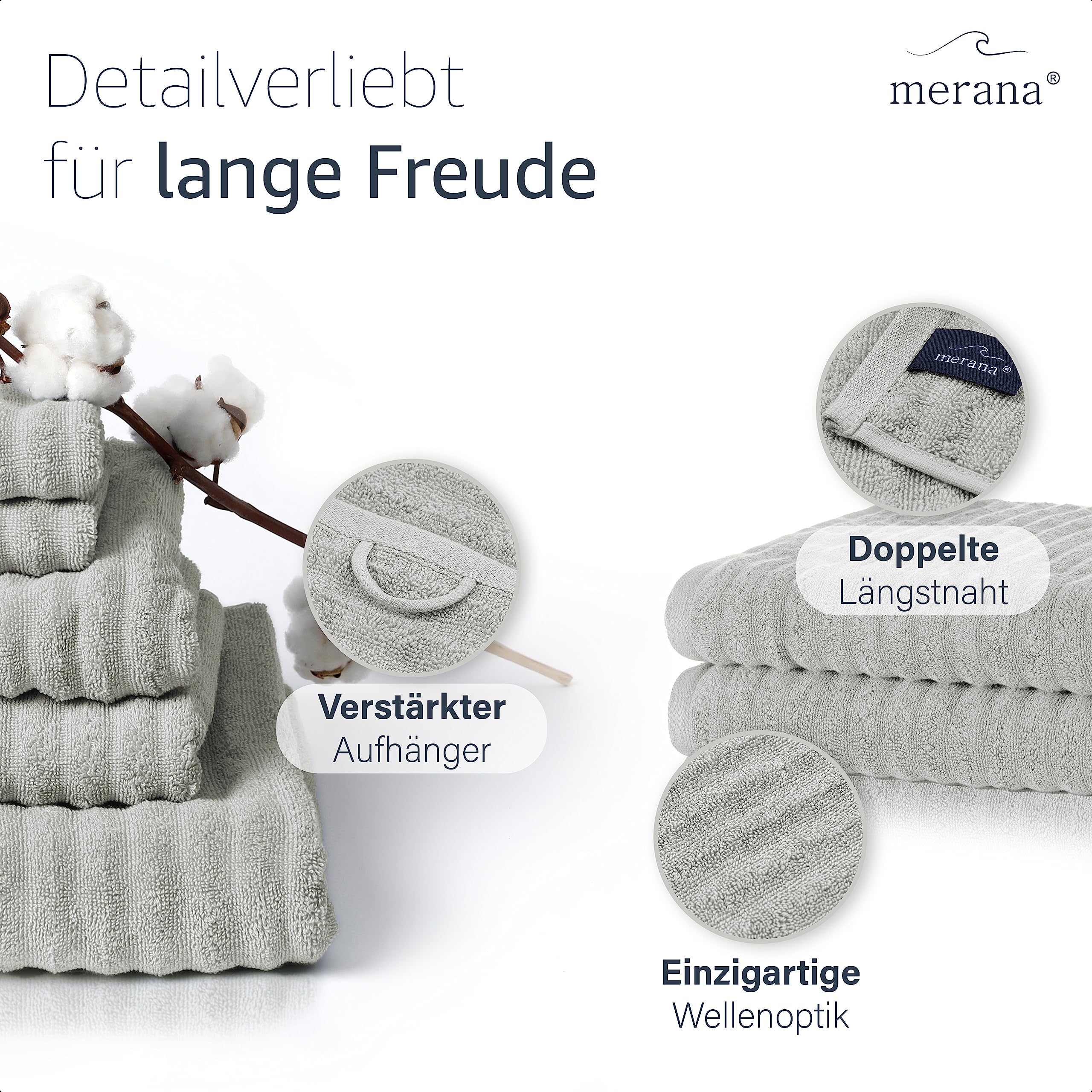 Merana OSLO towel set, Mountain Grey, 2 x towels 50x100cm - Image 3
