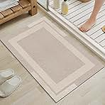 Non Slip Bath Mat, Rubber Backing Ultra Thin Bathroom Rugs Fit Under Door Quick Dry Super Absorbent Washable Bath Rug Shower Mat for Bathroom Floor Bathtub Shower Sink, Easy Care Beige 16